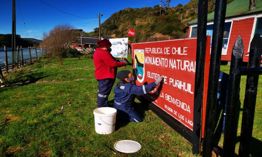 Conaf realiza hermoseamiento en islotes de Puñihuil en Chiloé