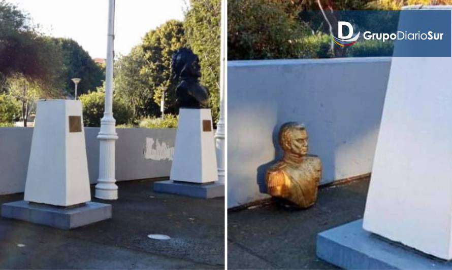 Misterio en Castro: Busto de O´Higgins habría "caído" de su base