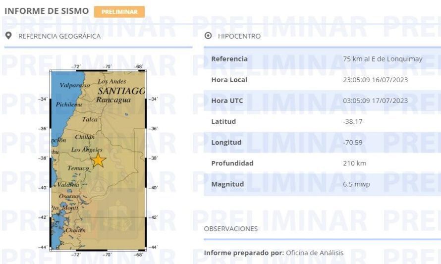 Sismo con epicentro en Lonquimay se percibió en gran parte de Chile