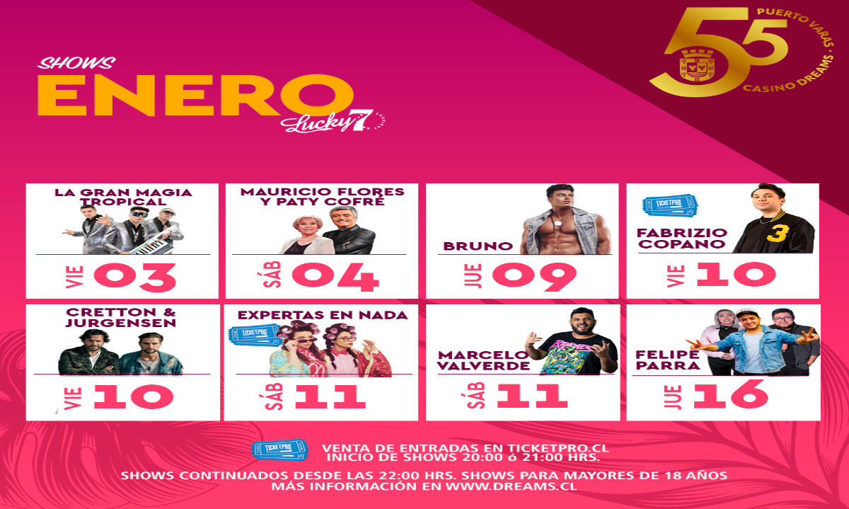 55 Años de Diversión: Dreams Puerto Varas inaugura su verano con cartelera de lujo
